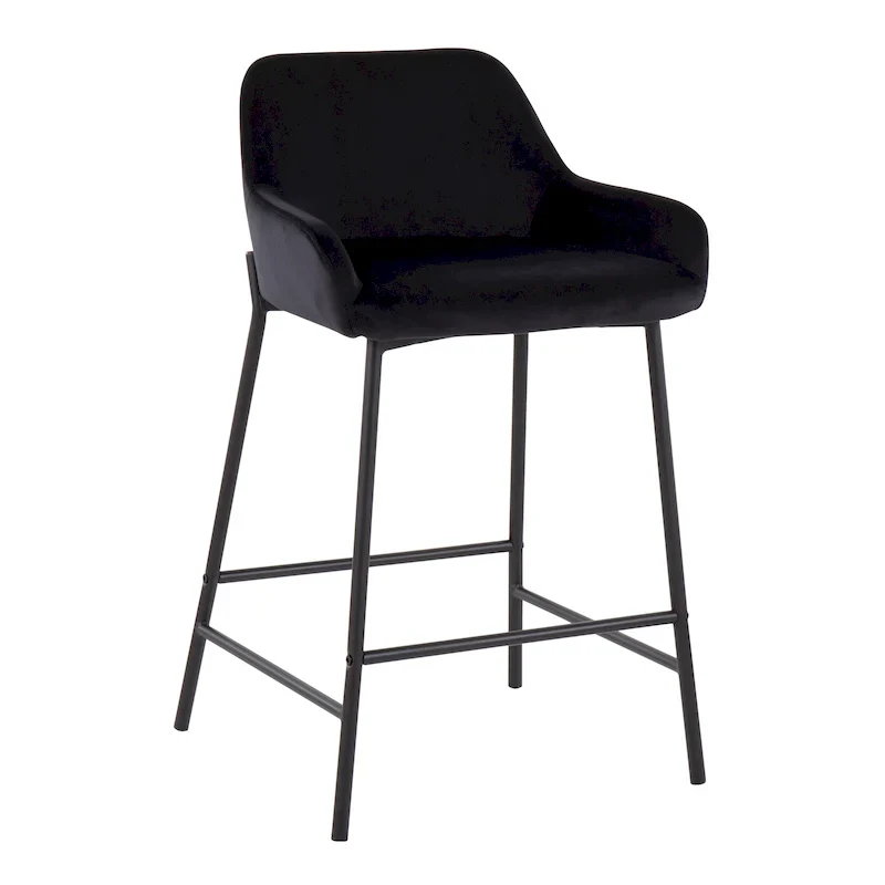 Galotti Black Fixed-Height Upholstered Counter Stool - Set of 2