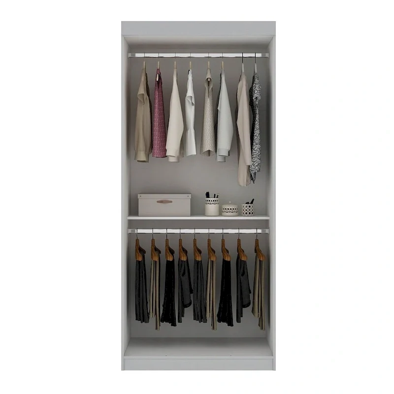 35.9 Open Double Hanging Modern Wardrobe Closet with 2 Hanging Rods