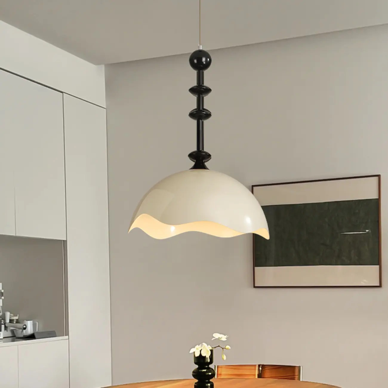 Modern Black White Acrylic Dome Pendant Light
