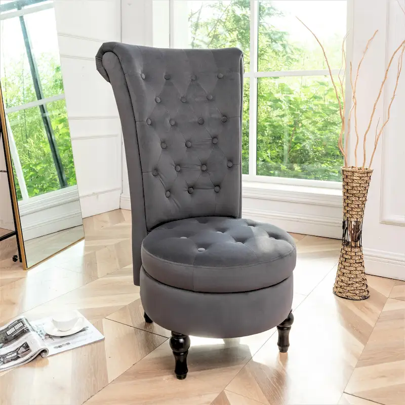 US Pride Furniture Gosser 20 Wide Velvet High Back Vanity Chair