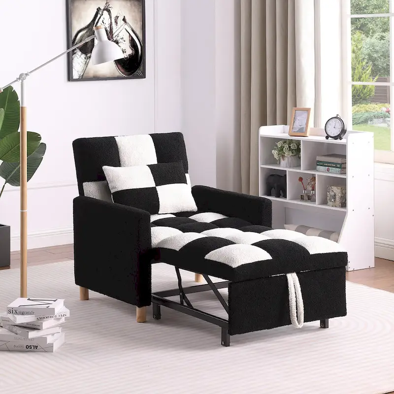 Convertible Sleeper Sofa Chair Bed, Adjustable Chair with Pillow, Multi-Functional Sleeper Chair