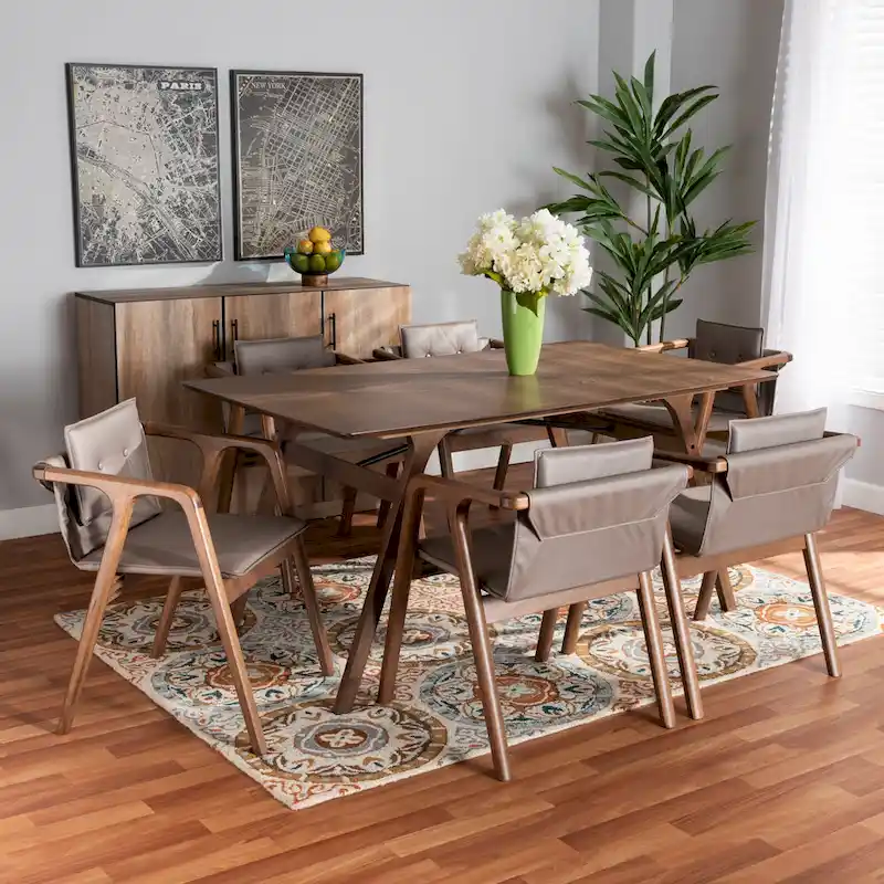 Marcena Mid-Century Modern 7-Piece Dining Set
