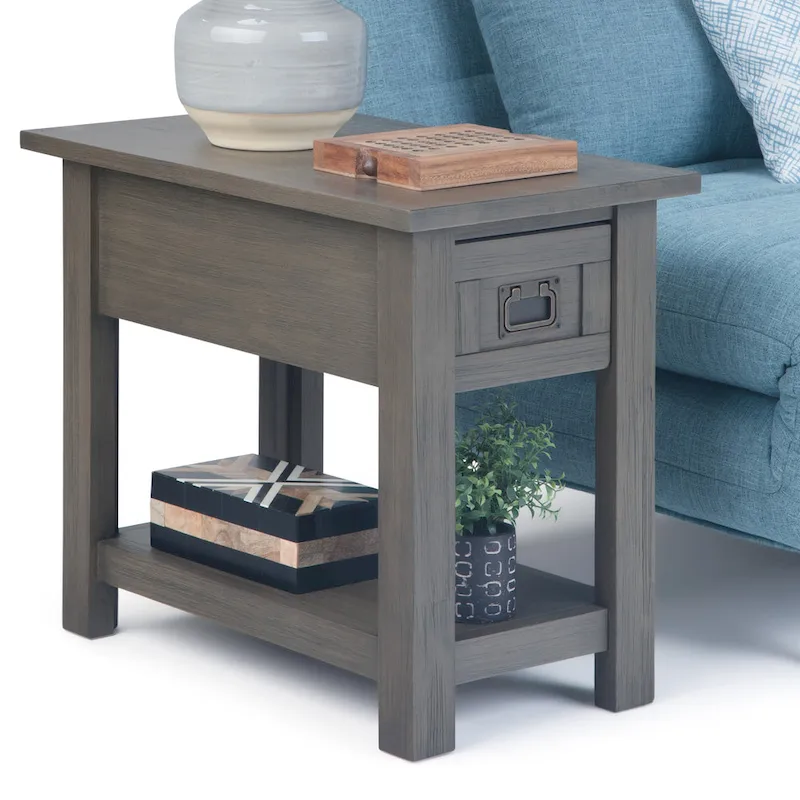 WYNDENHALL Garret SOLID ACACIA WOOD 14 inch Wide Rectangle Rustic Narrow Side Table - 14  W x 24  D x 20  H