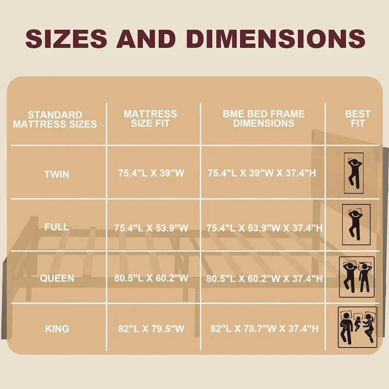 Bed Frame with with Wood Headboard