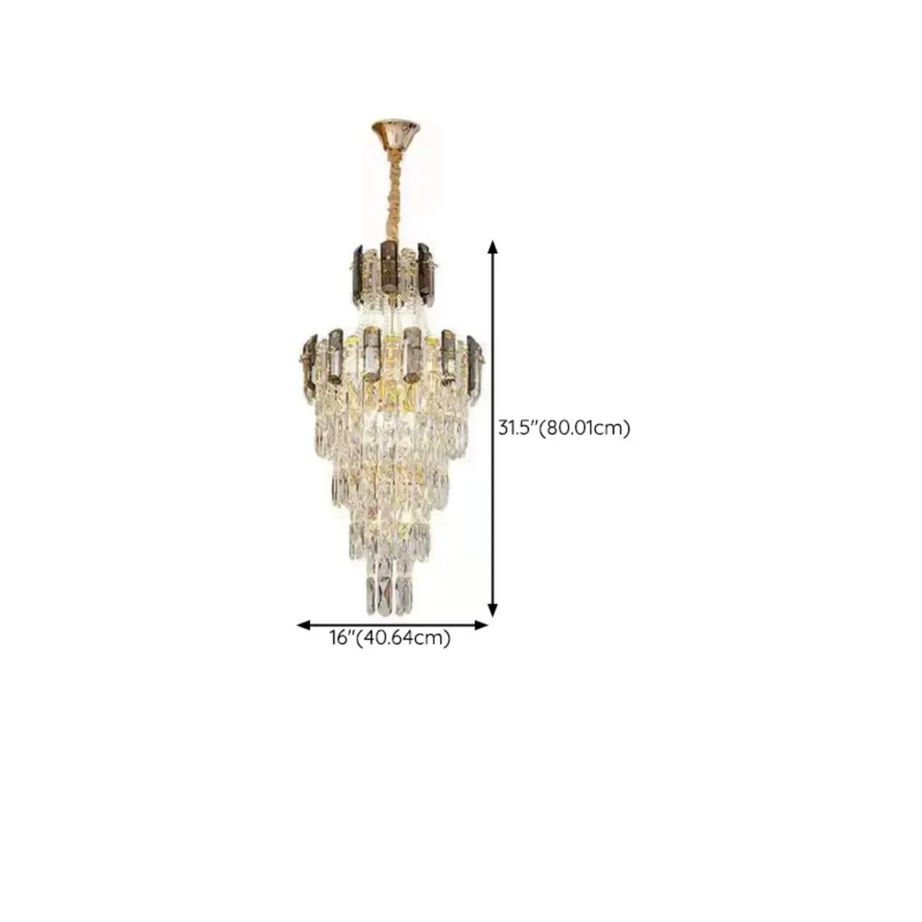 Luxury Long Cascading Crystal Gold Chandelier