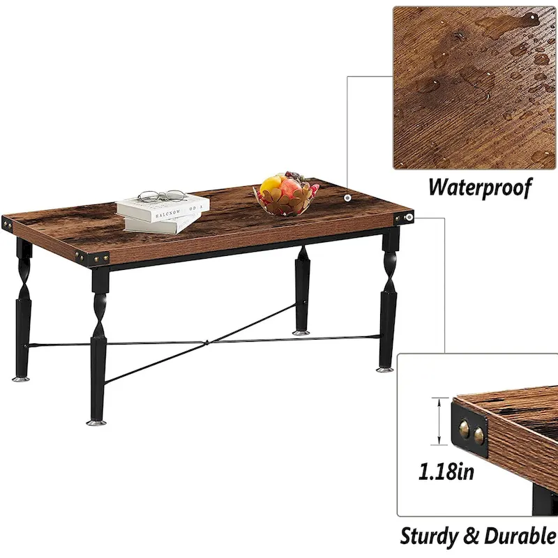 Taomika Nightstands, Coffee Table, Modern Coffee Table Sets, Rustic Brown, Set of 1/2/3