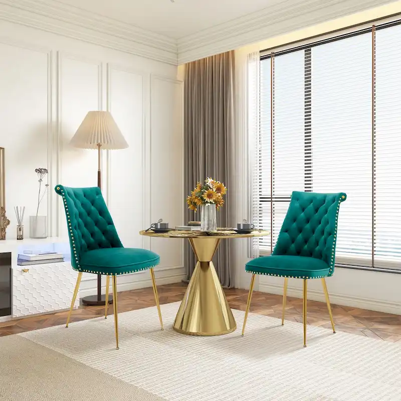 Clihome Modern Velvet Upholstered Featured Dining Chairs (Set of 2)