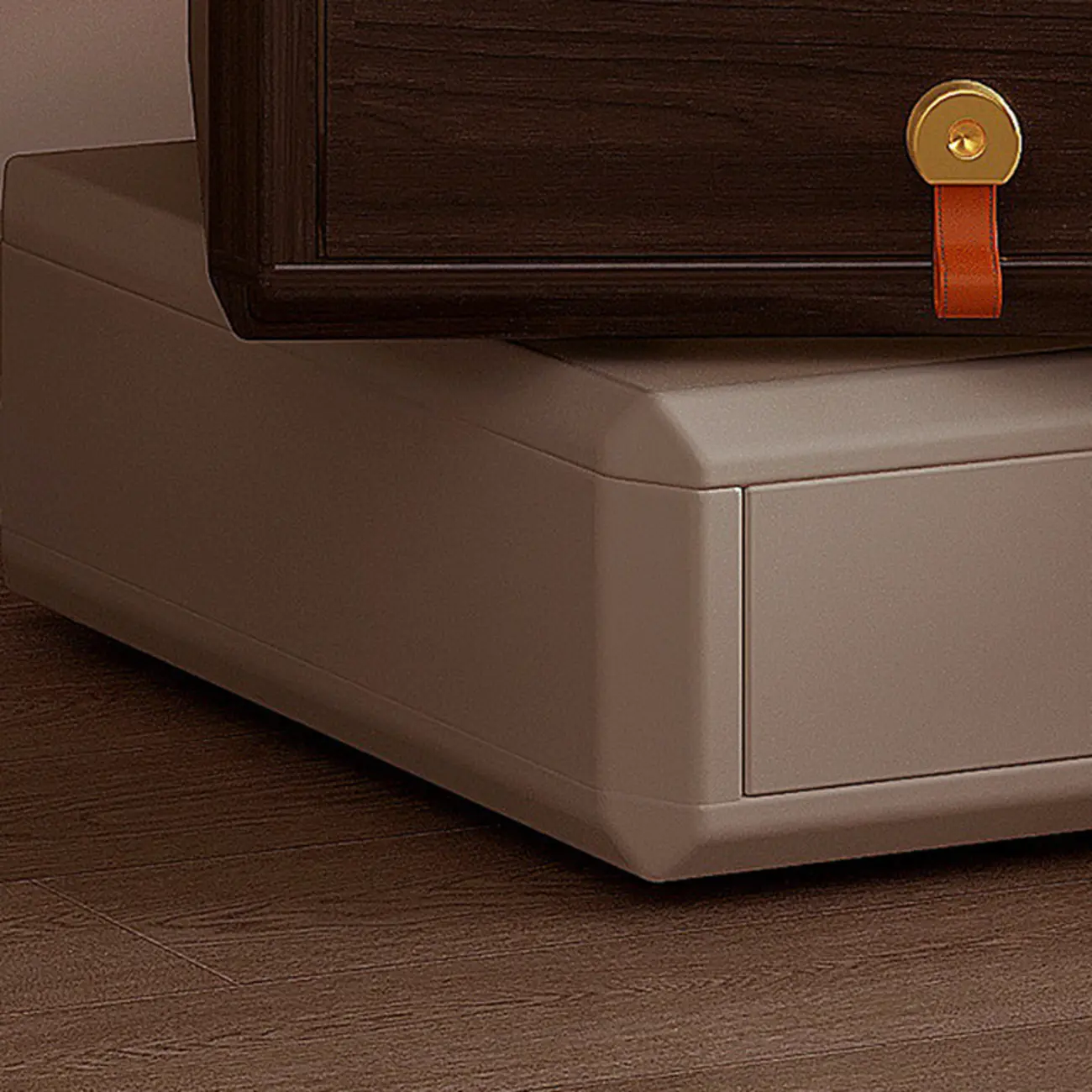 Creative Modern Swivel Beige Wooden 3 Drawers Nightstand