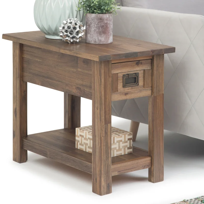 WYNDENHALL Garret SOLID ACACIA WOOD 14 inch Wide Rectangle Rustic Narrow Side Table - 14 W x 24 D x 20 H