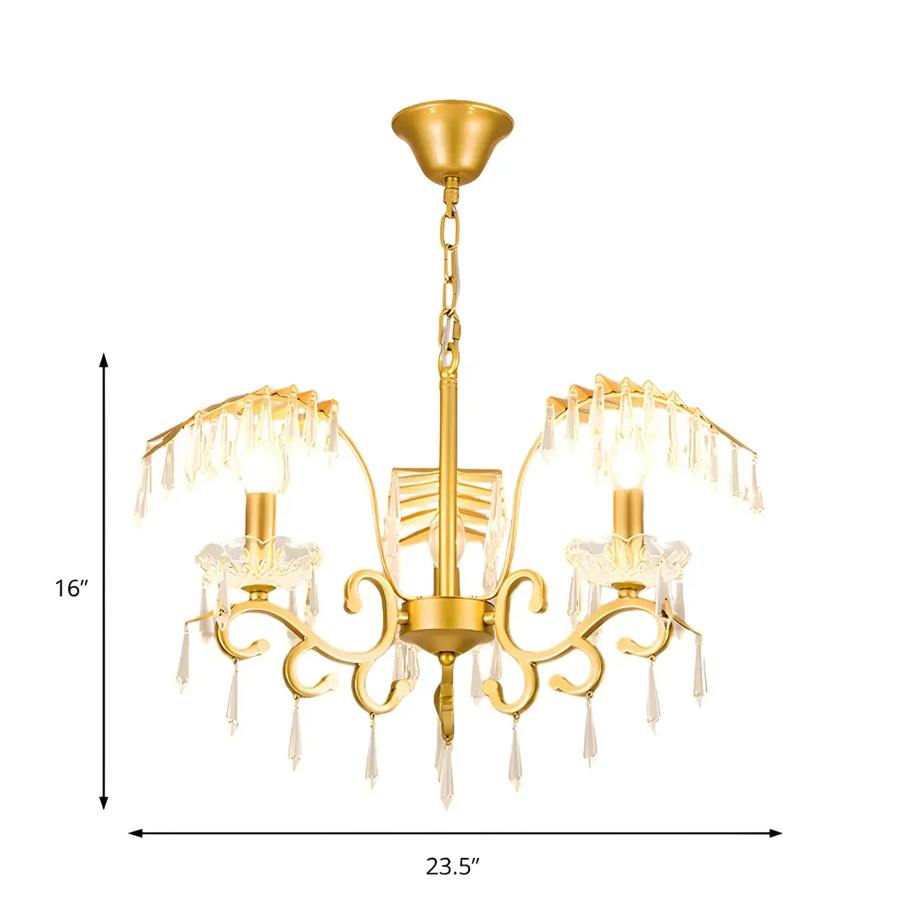 Luxurious Golden Leaf Curved Chandelier with Crystal