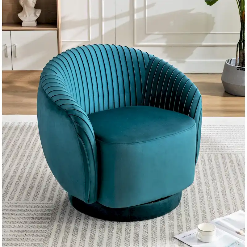Small Milvo Velvet Swivel Barrel Chair