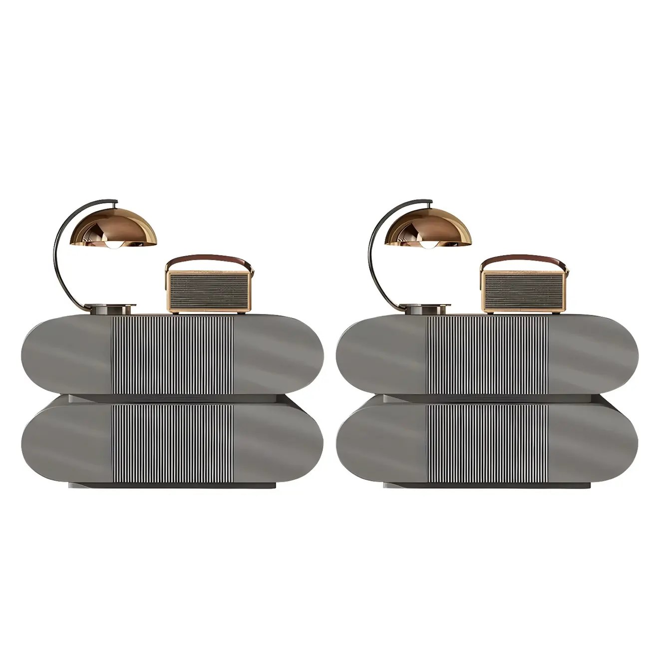 Modern Wood Striped White 2-Drawer Nightstand