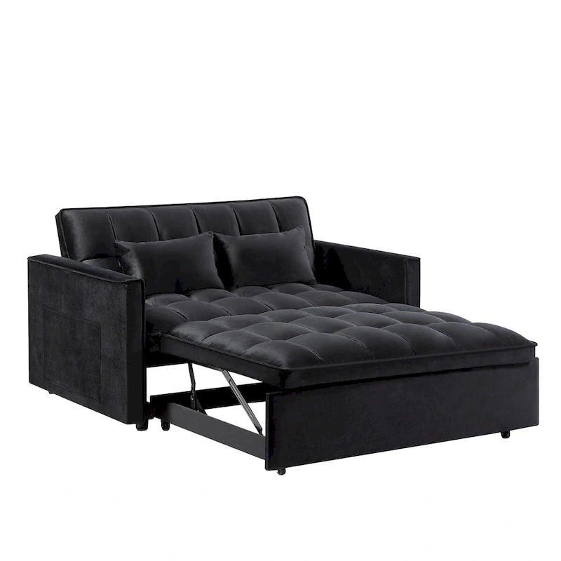 Modern Convertible Futon Sofa Bed,Adjustable Backrest,Armrest Holders
