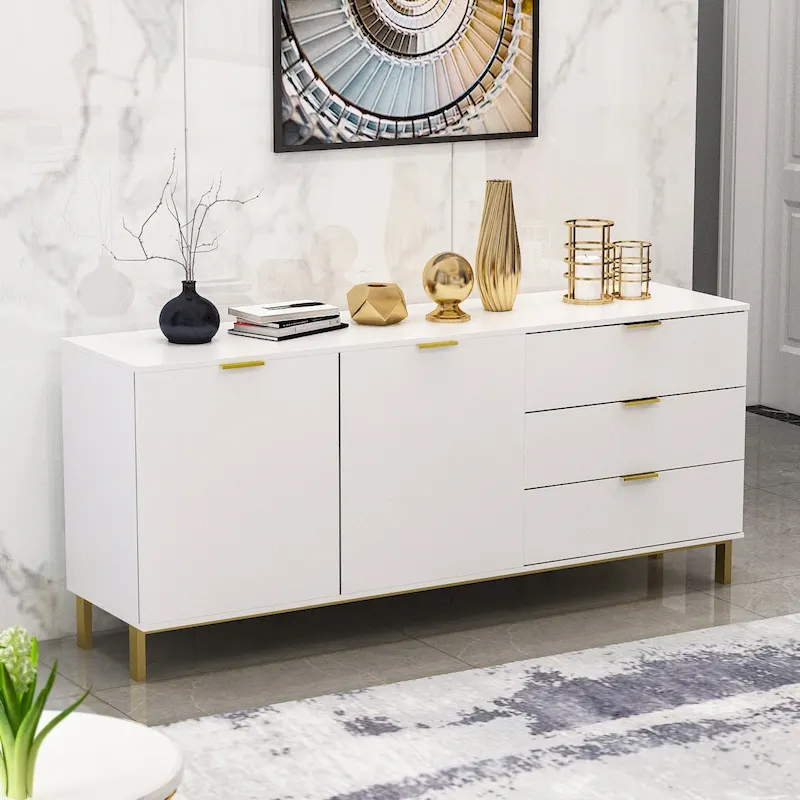 Timechee Mid-century Modern Dresser with Gold Legs