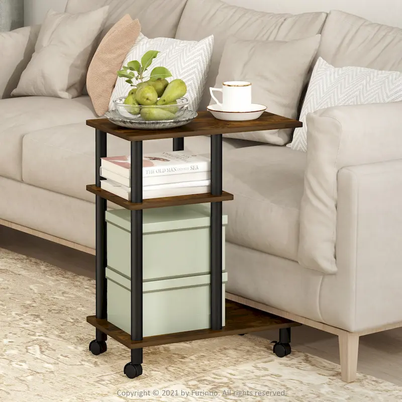 Turn-N-Tube U Shape Sofa Side Table with Casters