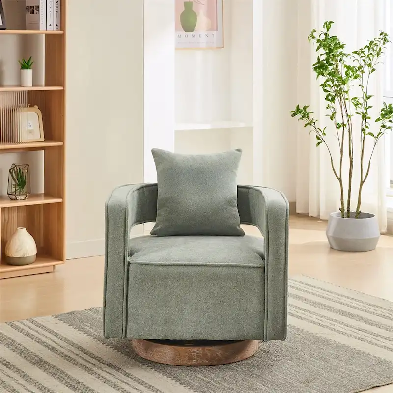 29.1  Swivel Accent Chair with Weathered Wood Base
