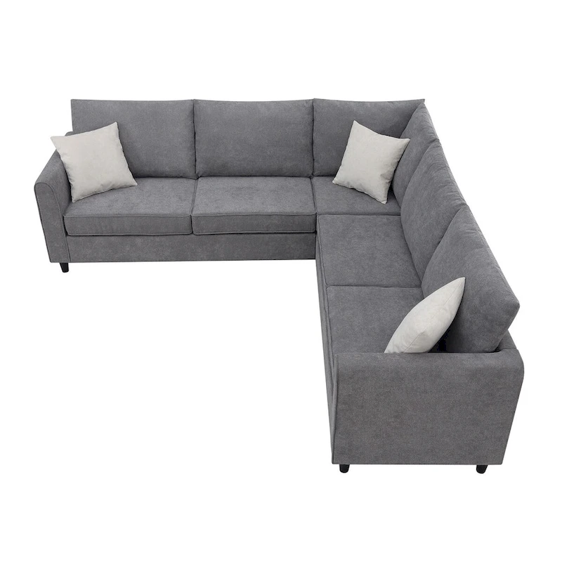 91-inch Modern L-shaped Upholstered Sectional Sofa with Three Pillows - 91W x 91D x 33.5H