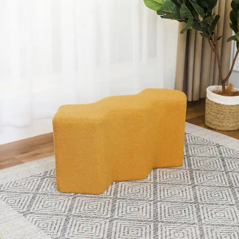 Adeco 35 Long Ottoman Bench Velvet Polygon Foot Stool