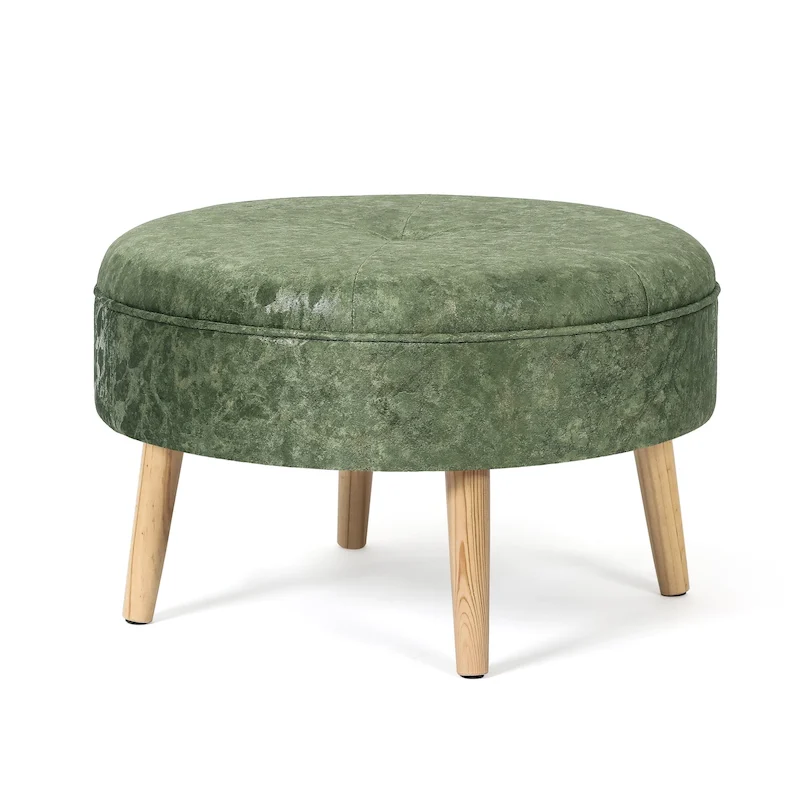 Adeco Carrington Juttersbo Round Tufted Fabric Ottoman