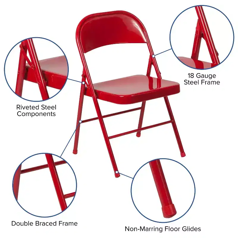 Flash Furniture 4 Pack HERCULES Series Double Braced Metal Folding Chair