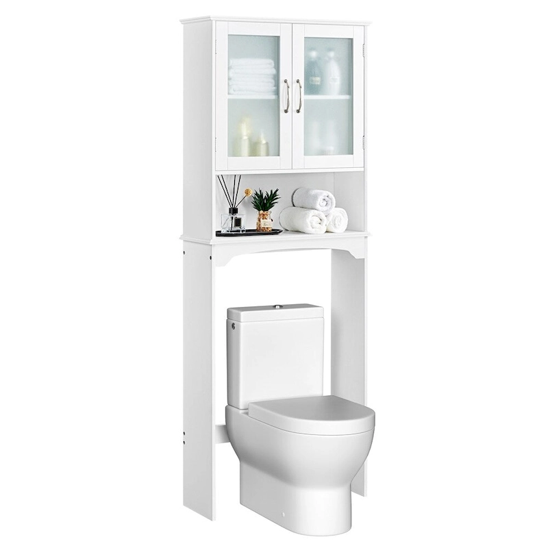 Yaheetech Bathroom Organizer Over The Toilet,2-Door,1 Open-Shelf