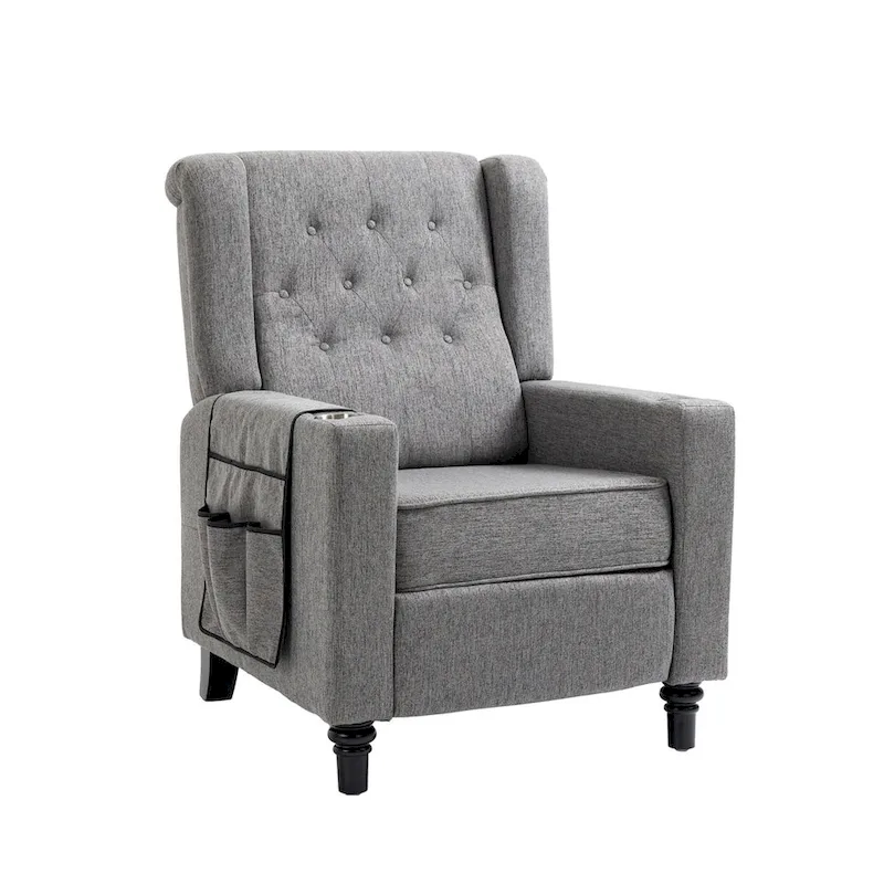 Modern Button Tufted Wingback Push Back Fabric Recliner Chair