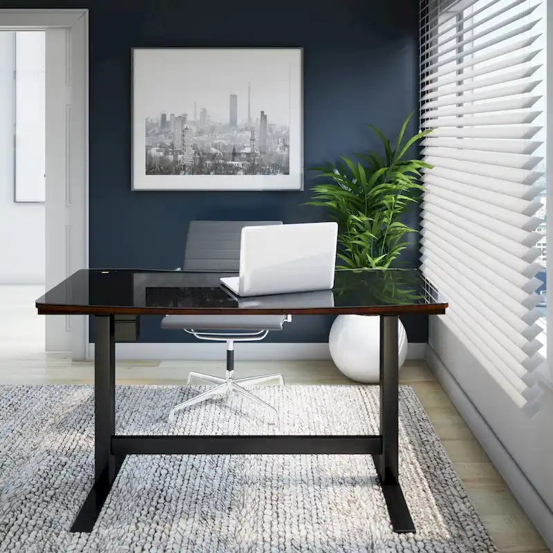 Twin Star Home Uptown Loft Adjustable Height Desk, Meridian Cherry