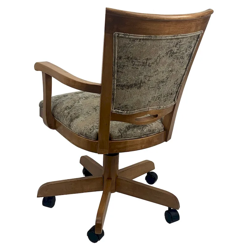Swivel Wood Dining Caster Chair - 400 on Wheels - Custom Upholstery - 18 inch Seat