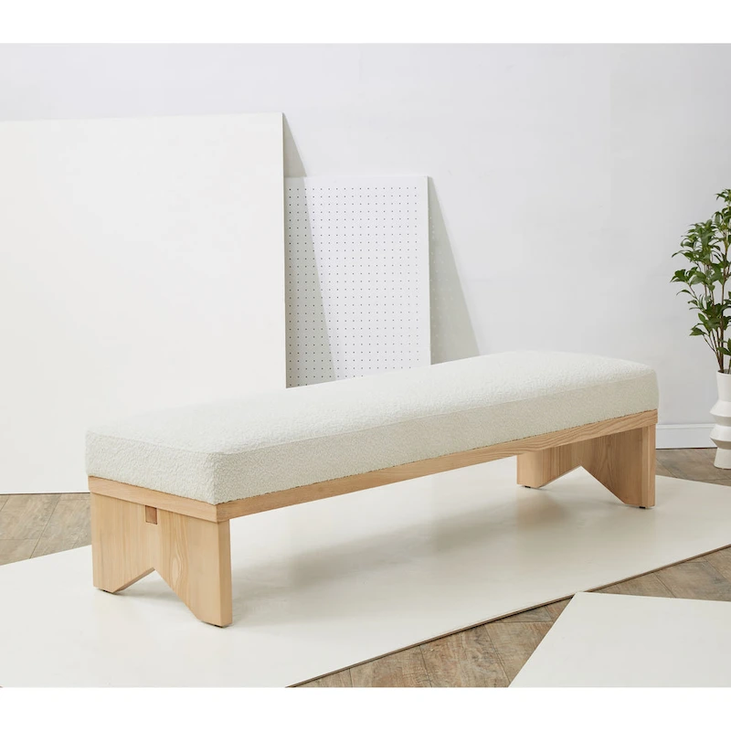 SAFAVIEH Couture Boris Mid-Century Modern Bench - 62.4 In. W x 19.7 In. D x 16.5 In. H - 62Wx20Dx17H