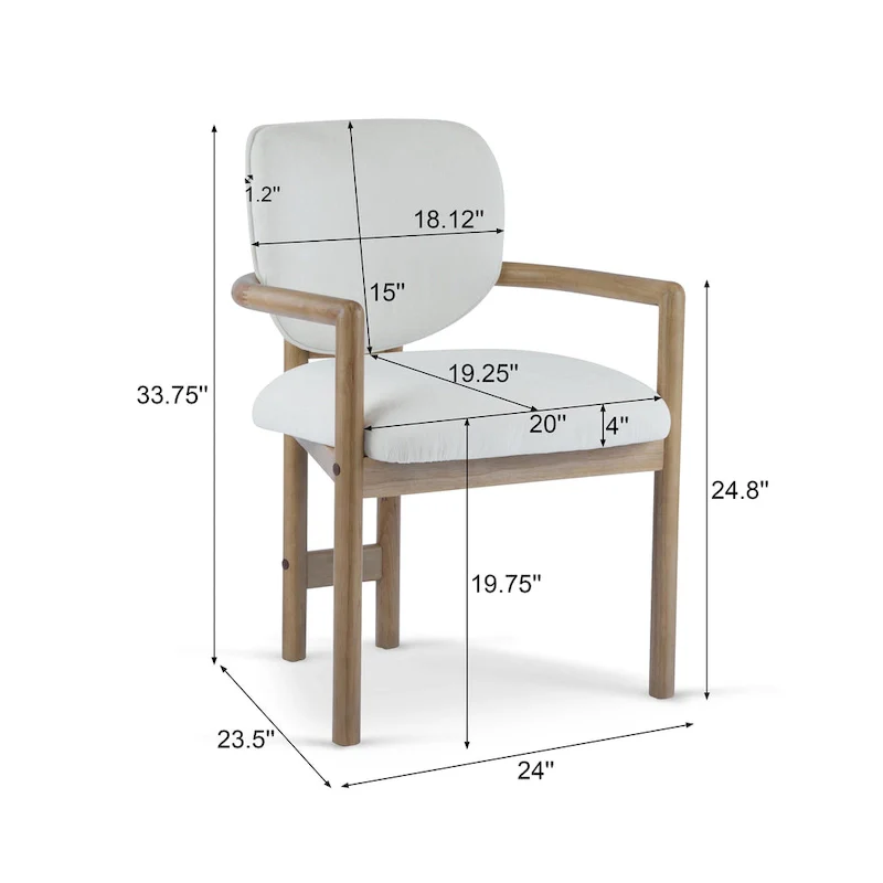 Upholstered Dining Chairs Set of 2, Side Chairs with Rubber Wood Legs, 300 LBS Weight Capacity