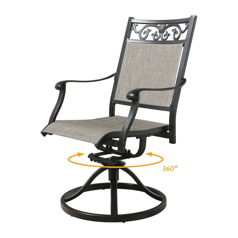 Dining Set with 6 Swivel Chairs and 1 Rectangle Metal Table