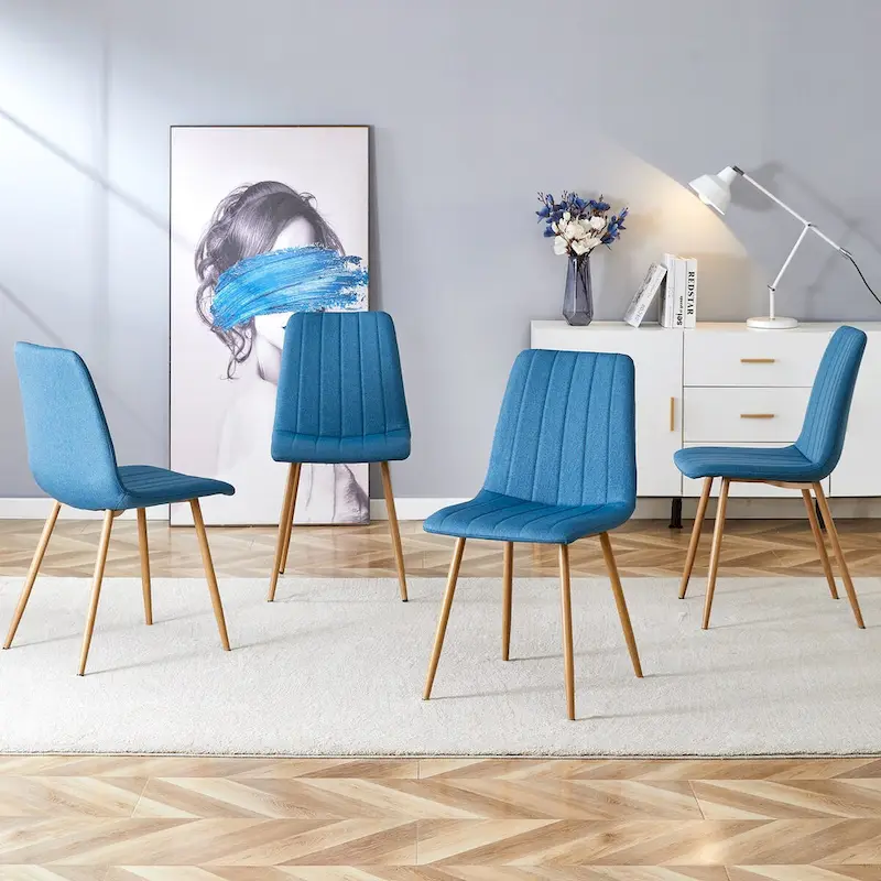 Linen Upholstered Metal Leg Side Chair (Set of 4)