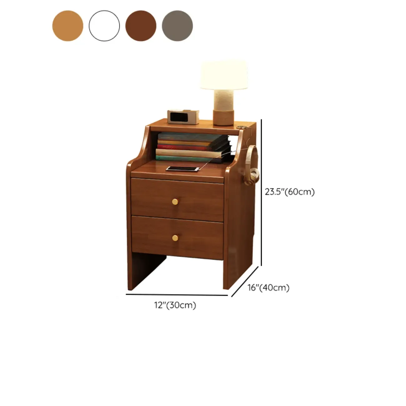 Classic Premium Wood 2 Drawers  Bedside Cabinet Nightstand