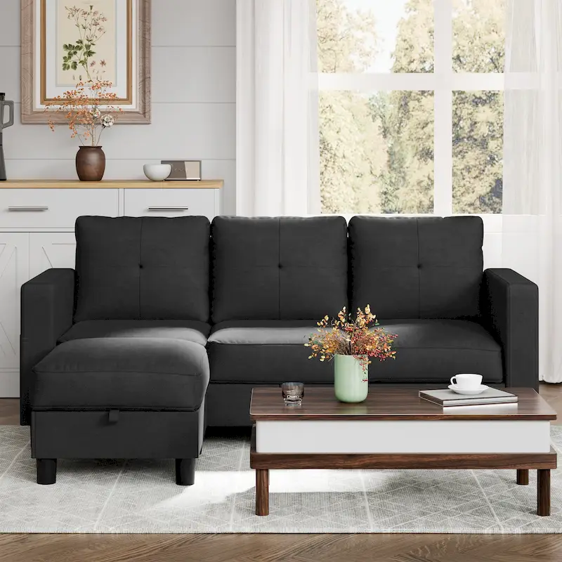 Futzca Modern L-shaped Convertible Sectional Sofa w/ Reversible Chaise