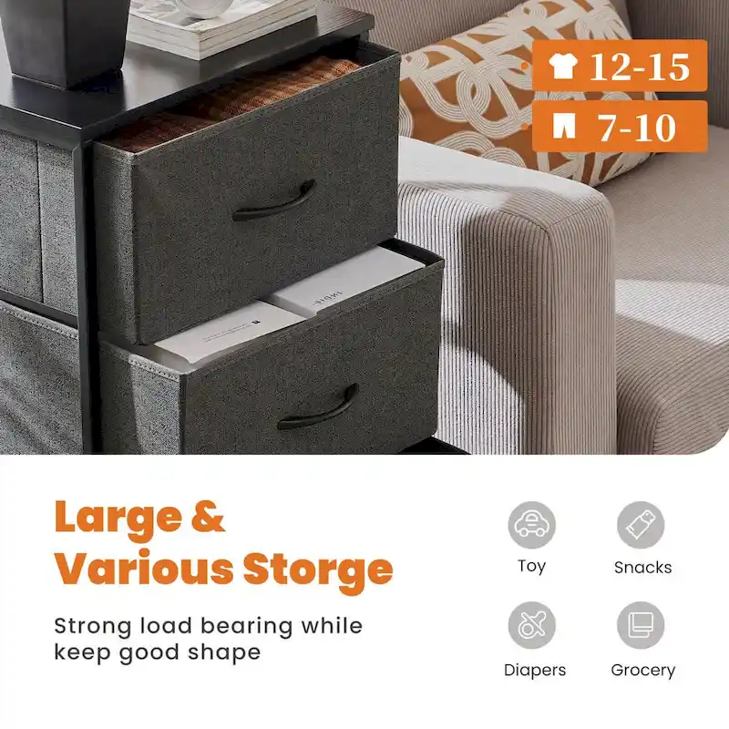 4-Drawers Dresser with Metal Frame and Wood Top