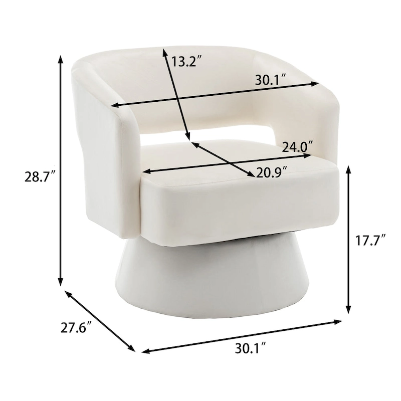 Velvet Swivel Barrel Chair