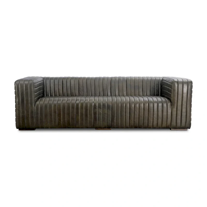 Aurelle Home Caolo Modern Channel-Stitched Leather Sofa