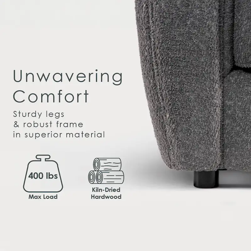 Furniture of America Vanessa Modern Curved Arms Boucle Loveseat Couch, Small Sofa with Seat Cushion and Wooden Legs