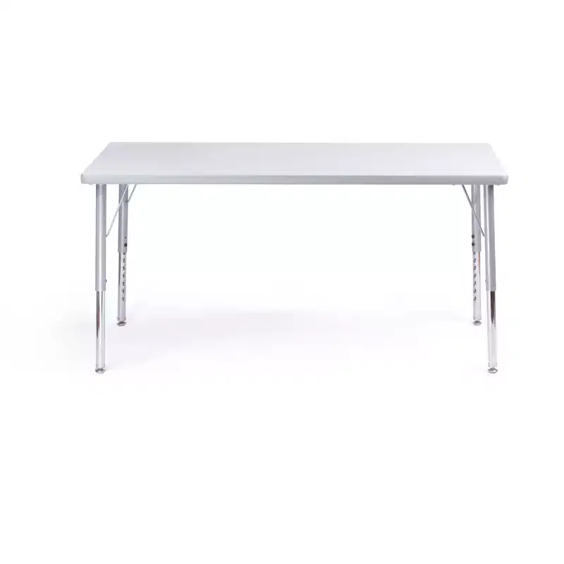 Bintiva Activity Table & Chair Set  24x48 Gray Sprayed Edge Table with Adjustable Legs and 4 Blue 12 ZUUL Classroom Chairs