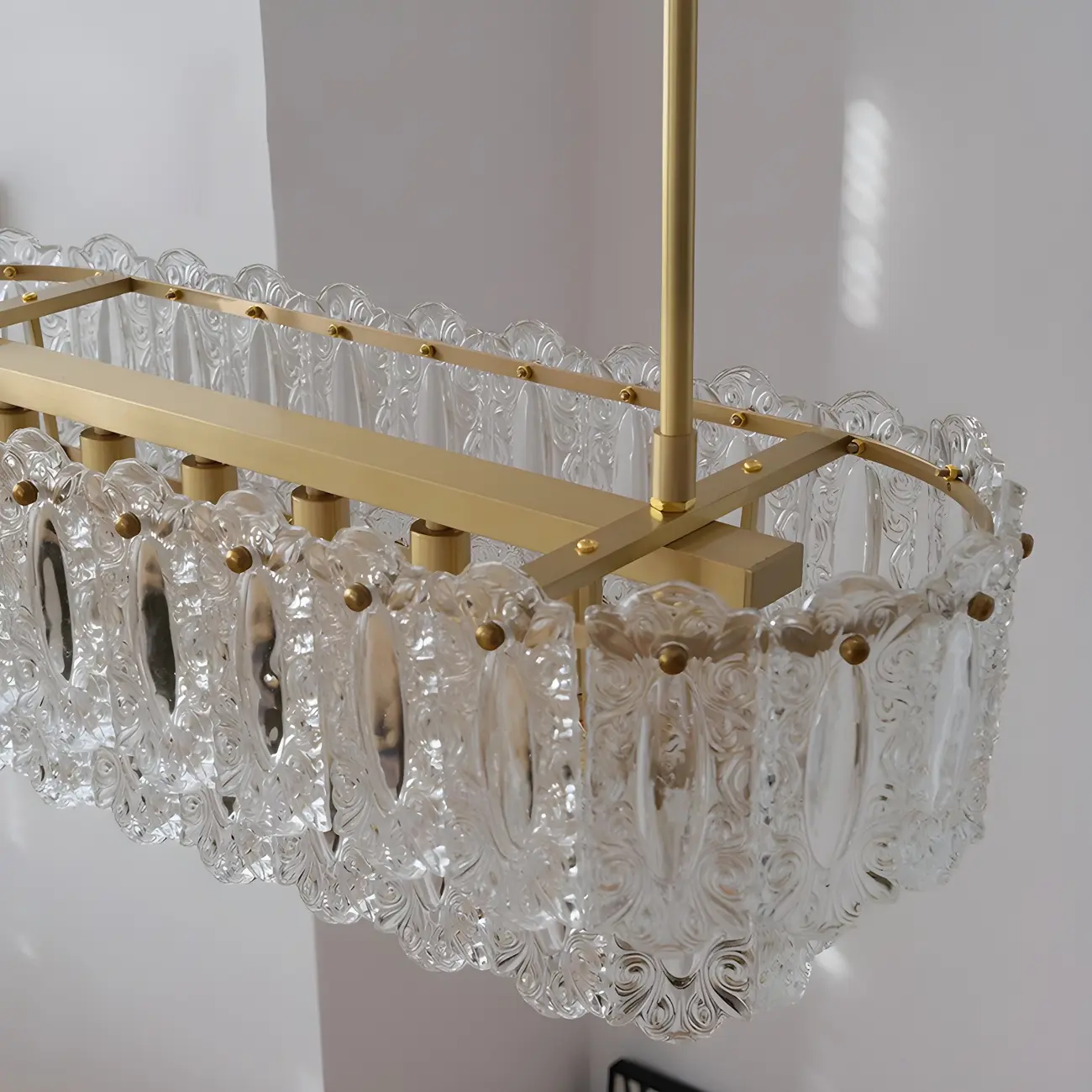 Modern Brass Glass Island Pendant Light Fixture