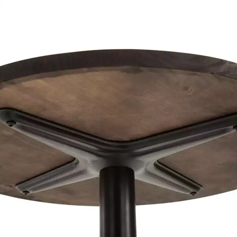 HOMCOM 41H Rustic Industrial Bar Table Pub Table Elm Wood Top with Metal Base