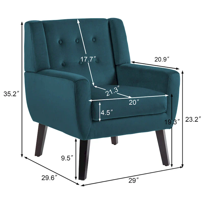 Velvet Accent Chair Living Room Upholstered Armchair