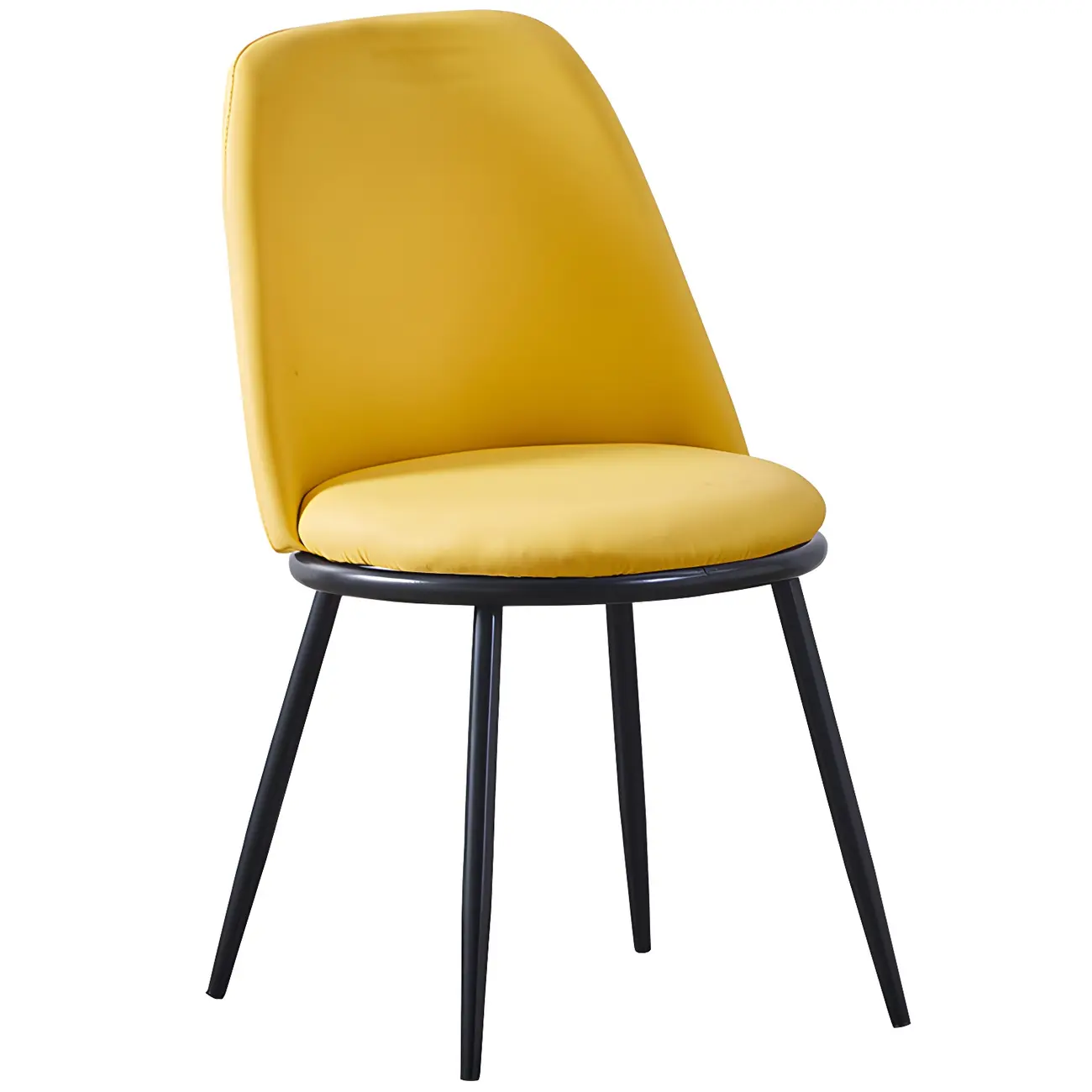 Glam Scandinavian Leather Armless Dining Chairs Metal Frame