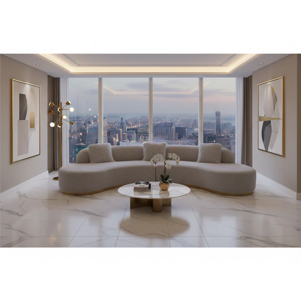 Curved Sofa with 3 Pillow Included