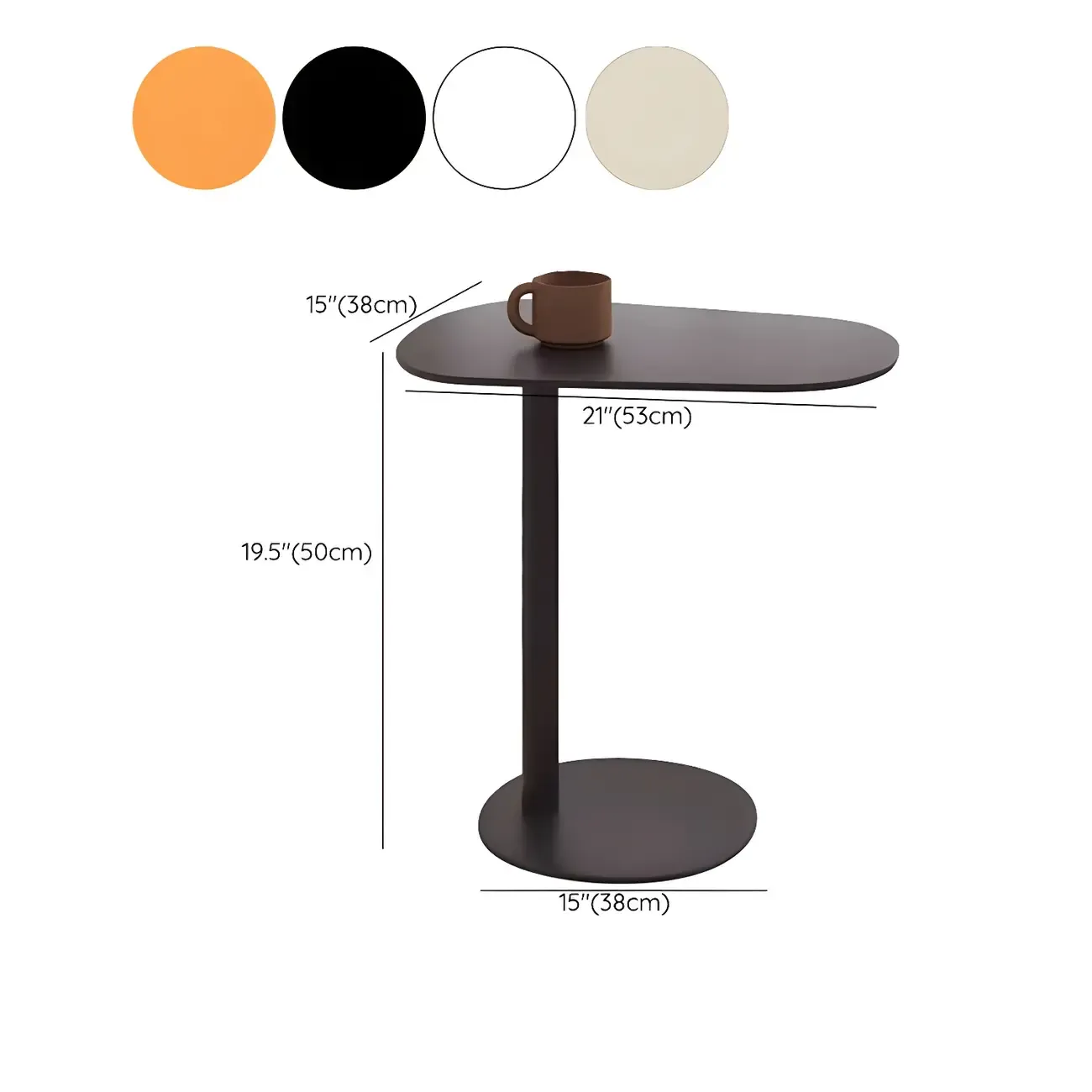 Modern Oval Metal C-Shaped End Table Black
