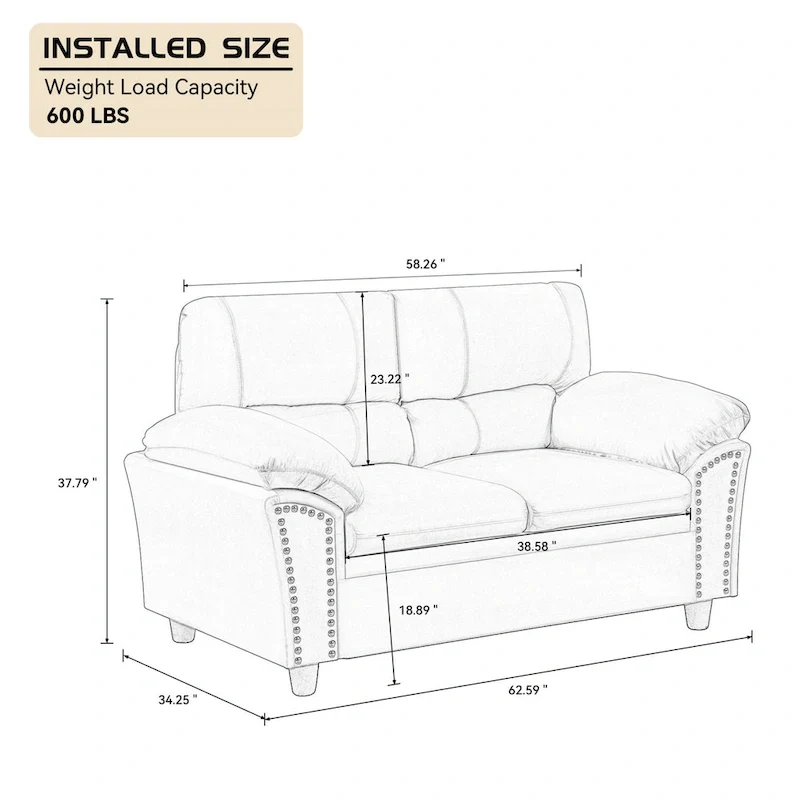 Mid-century Modern Upholstered Velvet Sofa Set with Armchair, Loveseat, 3-Seater Sofa