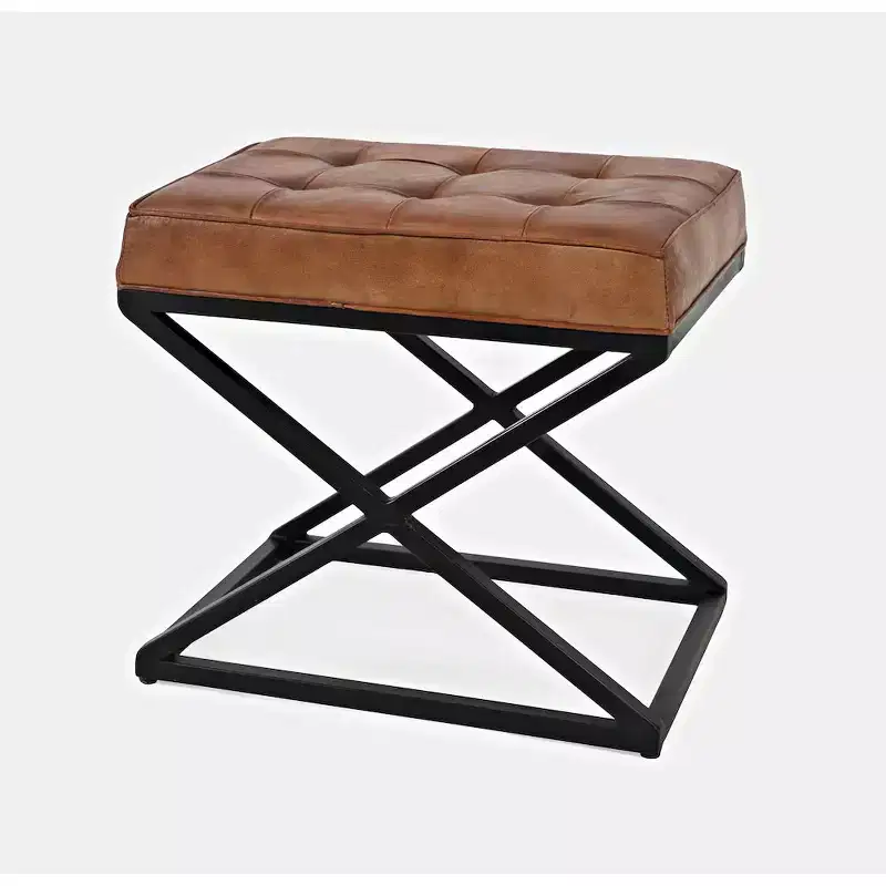 Jofran, Global Archive Distressed Genuine Leather Ottoman - Saddle