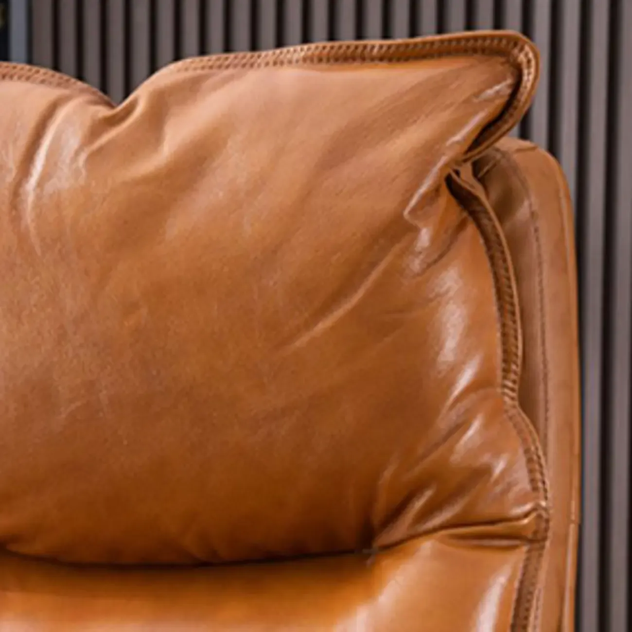 Brown Genuine Leather Ergonomic Wheeled Office Chair