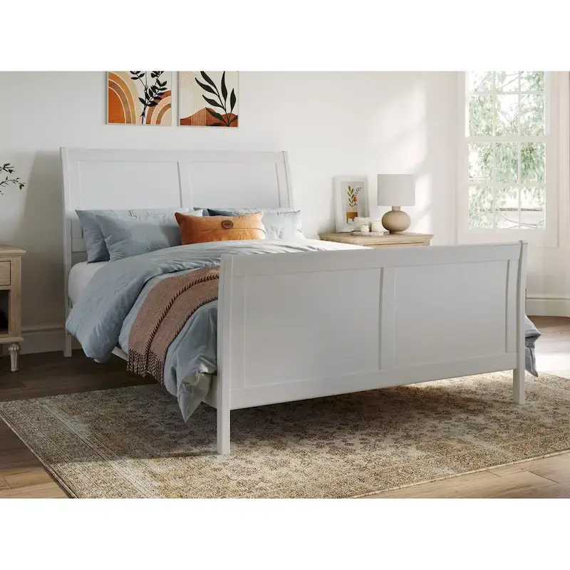 AFI, Portland Solid Wood Low Profile Platform Bed with Matching Footboard