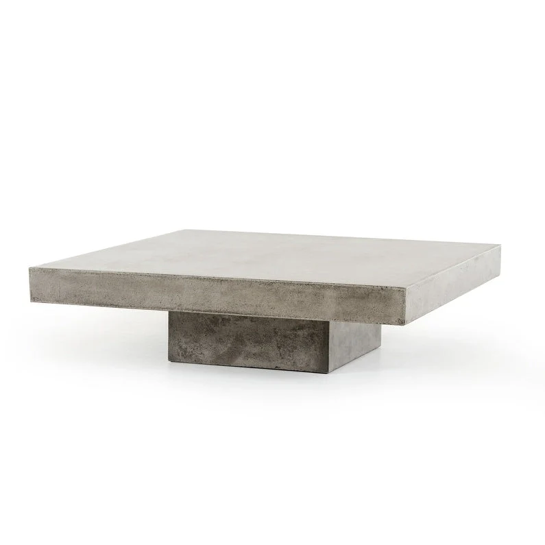 Modern Square Coffee Table - Gray Concrete Finish, 43W x 43D x 12H, Contemporary Design